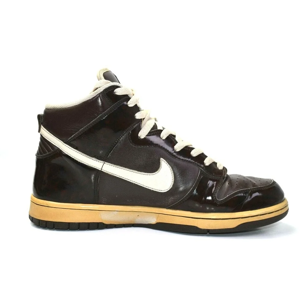 Vintage Nike Dunks High Premium Brown Black Shoes Sneakers Size 10 - 312786 223